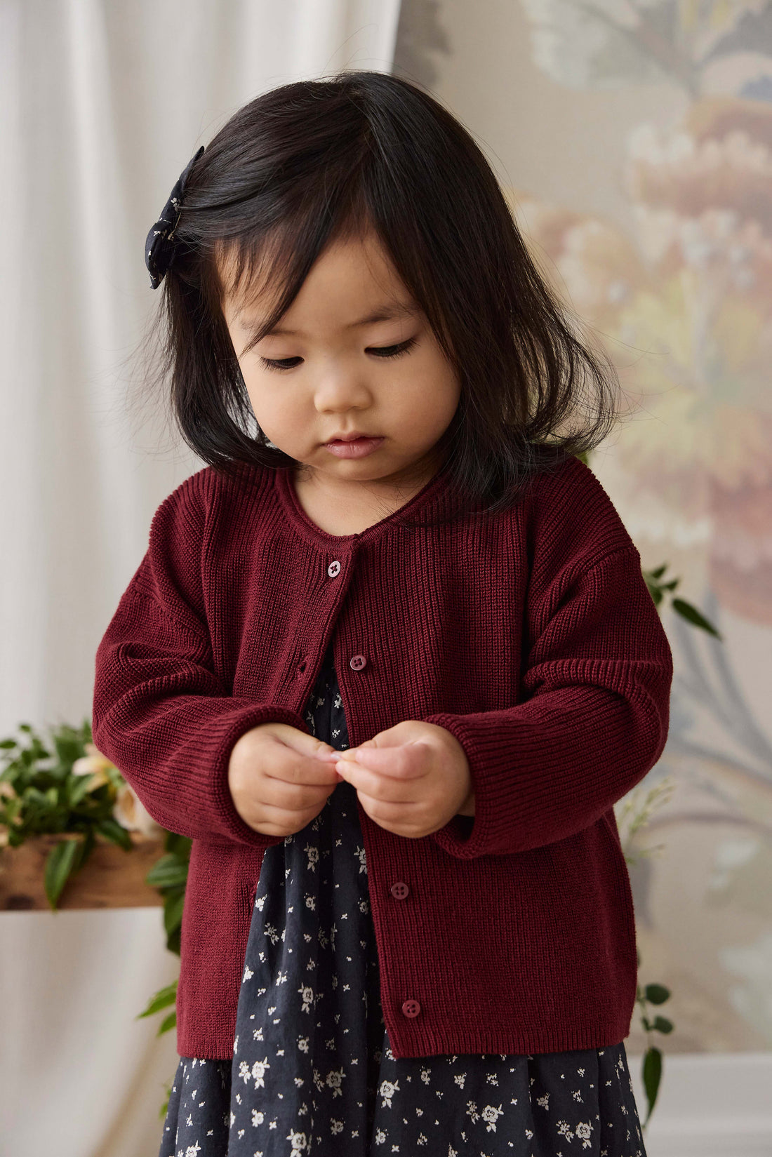 Sally Knitted Cardigan - Burgundy Childrens Cardigan from Jamie Kay NZ