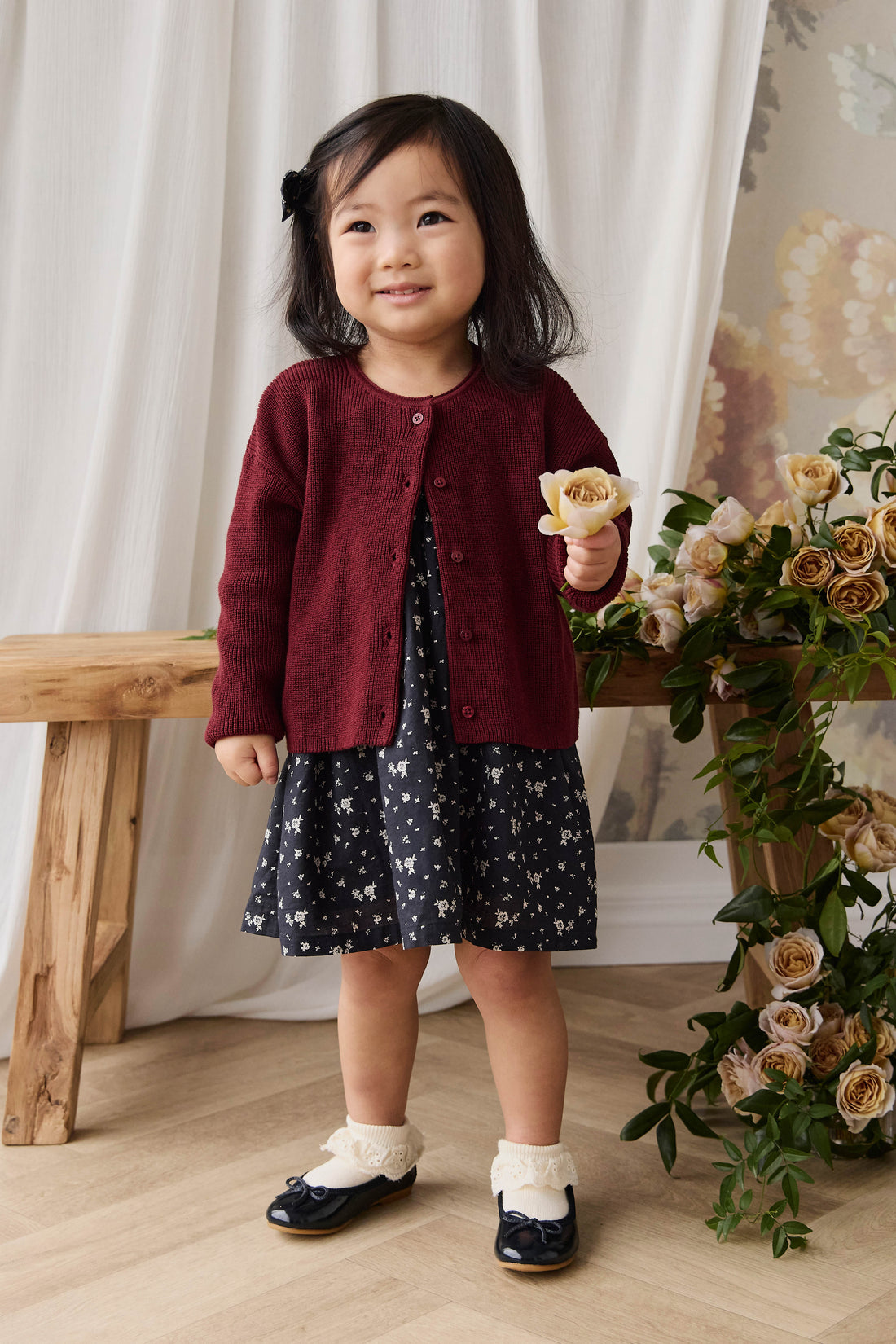 Sally Knitted Cardigan - Burgundy Childrens Cardigan from Jamie Kay NZ