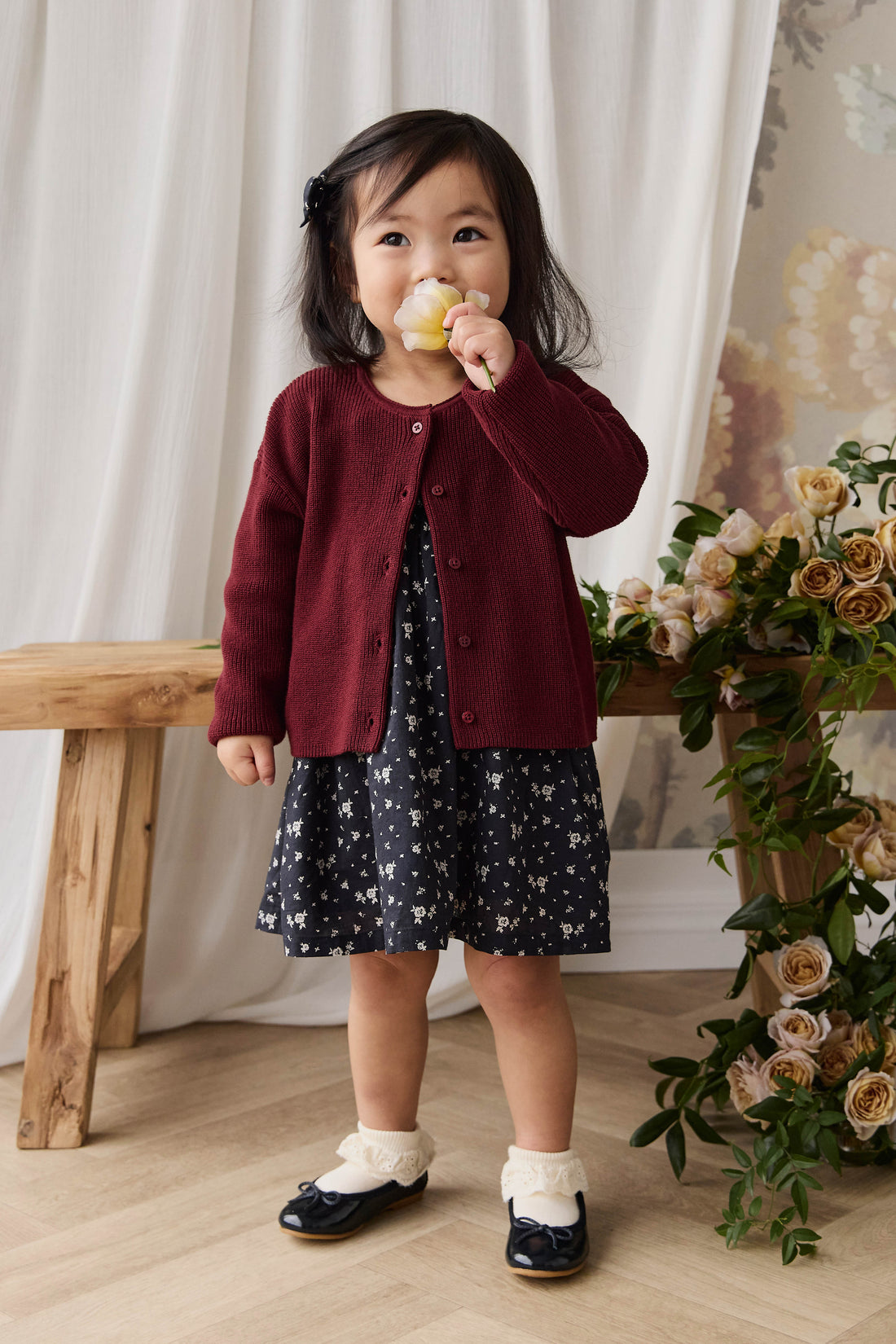 Sally Knitted Cardigan - Burgundy Childrens Cardigan from Jamie Kay NZ