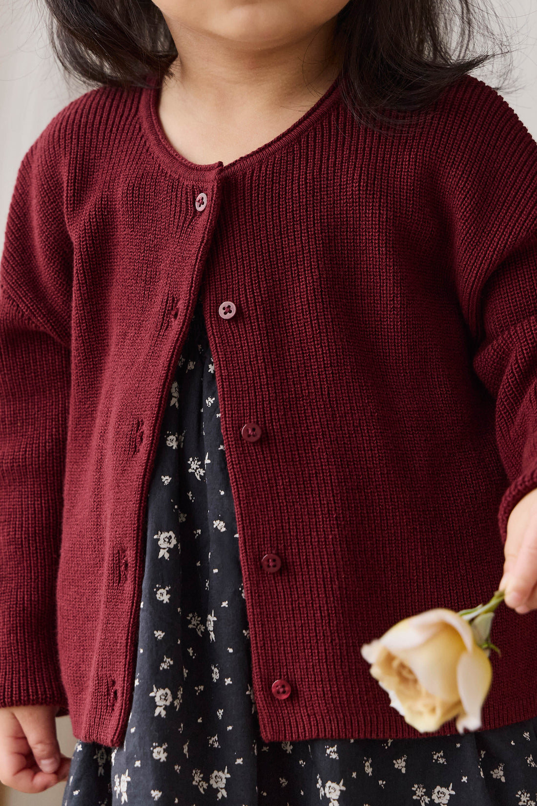 Sally Knitted Cardigan - Burgundy Childrens Cardigan from Jamie Kay NZ