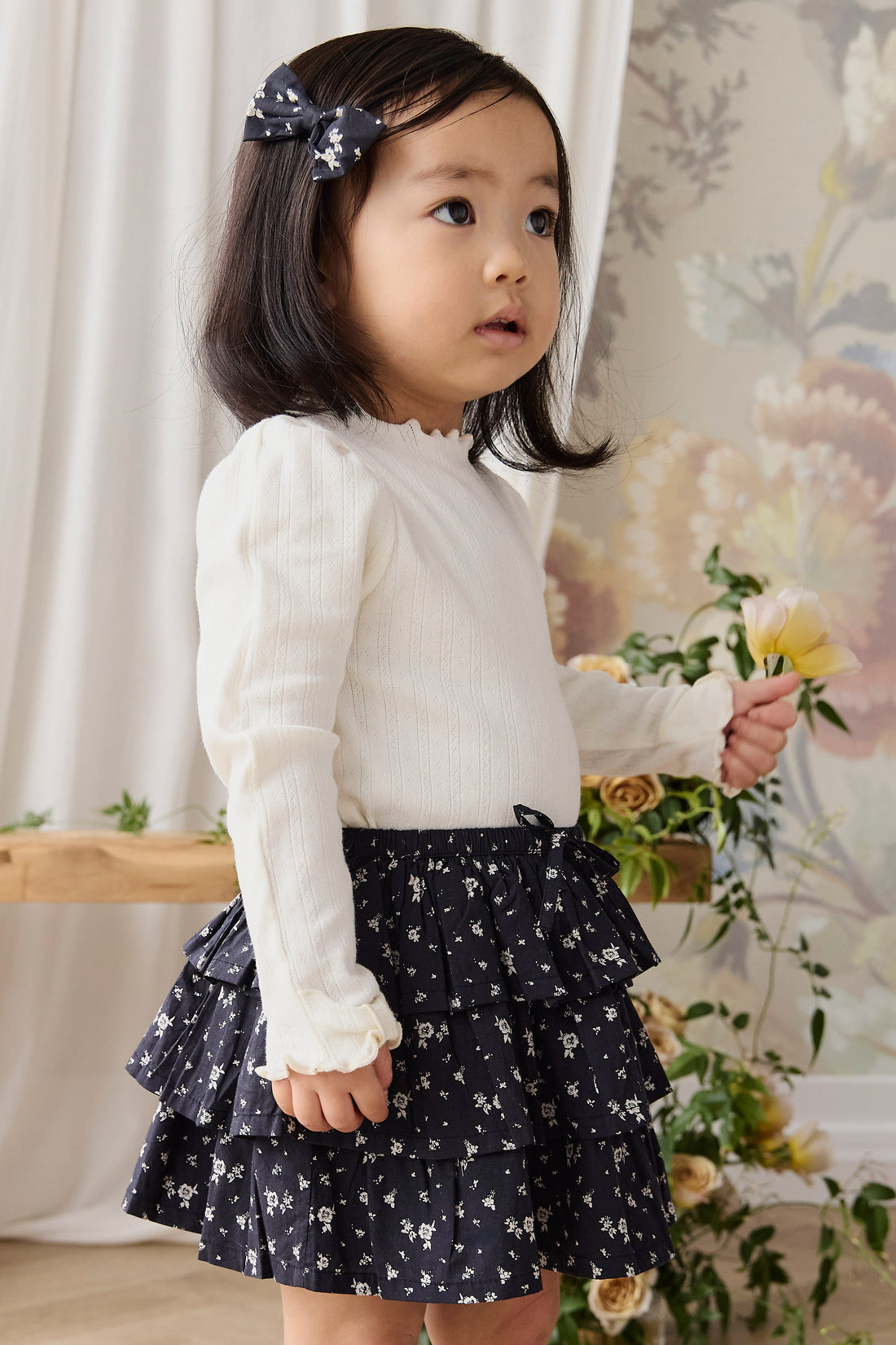 Organic Cotton Mariette Skirt - Huguette Graphite Childrens Skirt from Jamie Kay NZ