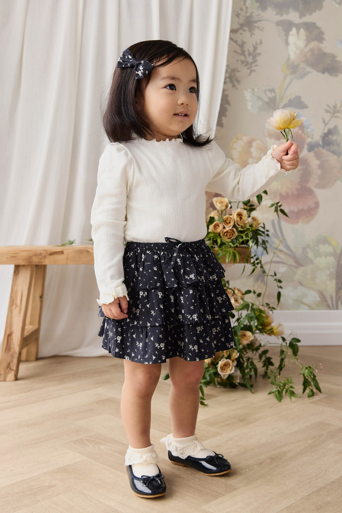 Organic Cotton Mariette Skirt - Huguette Graphite Childrens Skirt from Jamie Kay NZ