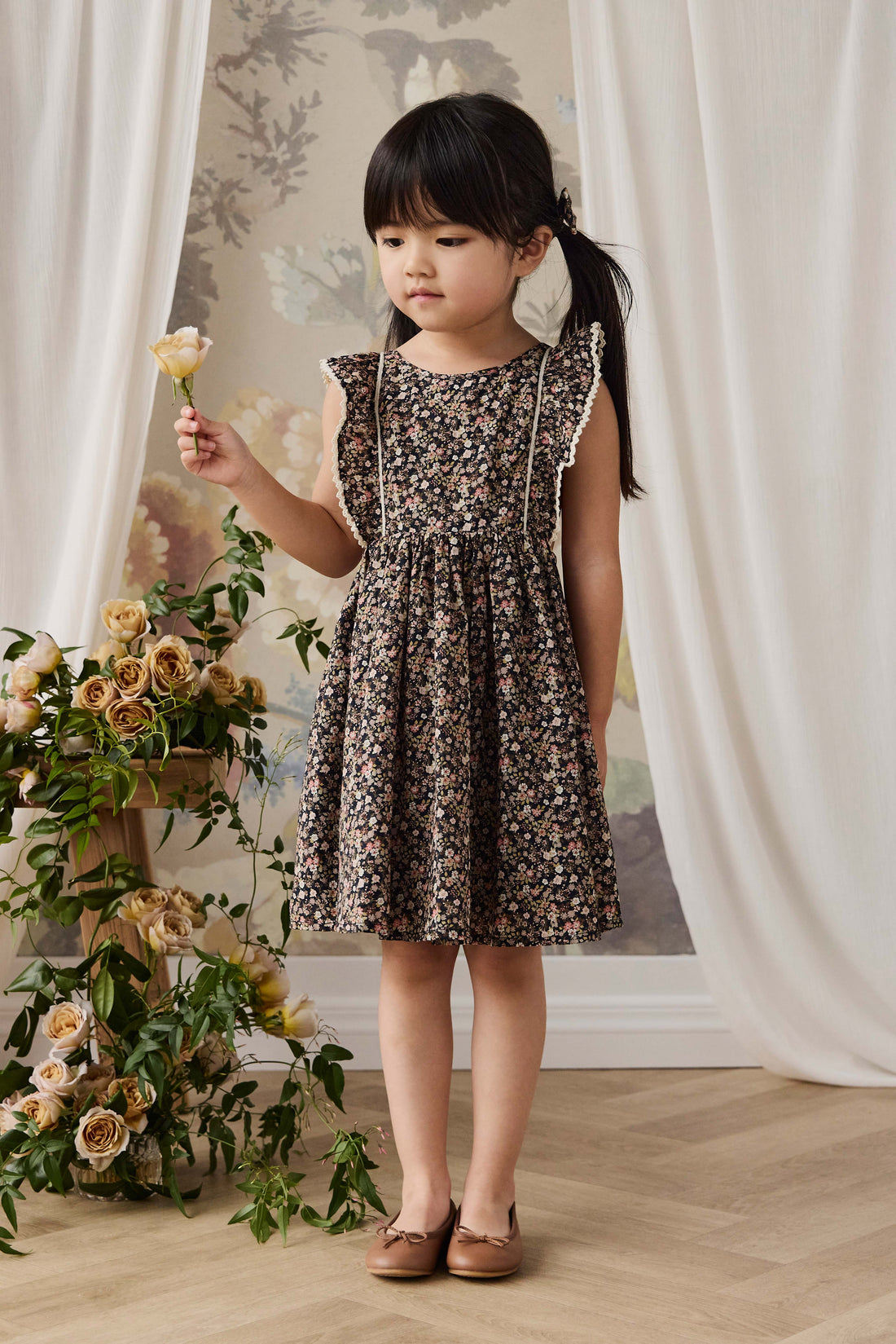 Organic Cotton Helene Dress - Luca Floral Childrens Dress from Jamie Kay NZ