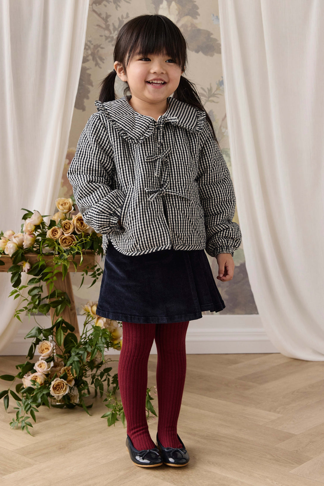 Mariette Cotton Jacket - Petite Gingham Graphite Childrens Jacket from Jamie Kay NZ