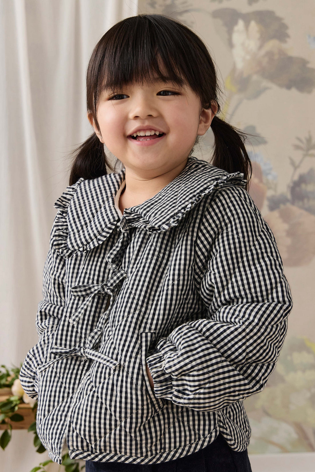Mariette Cotton Jacket - Petite Gingham Graphite Childrens Jacket from Jamie Kay NZ