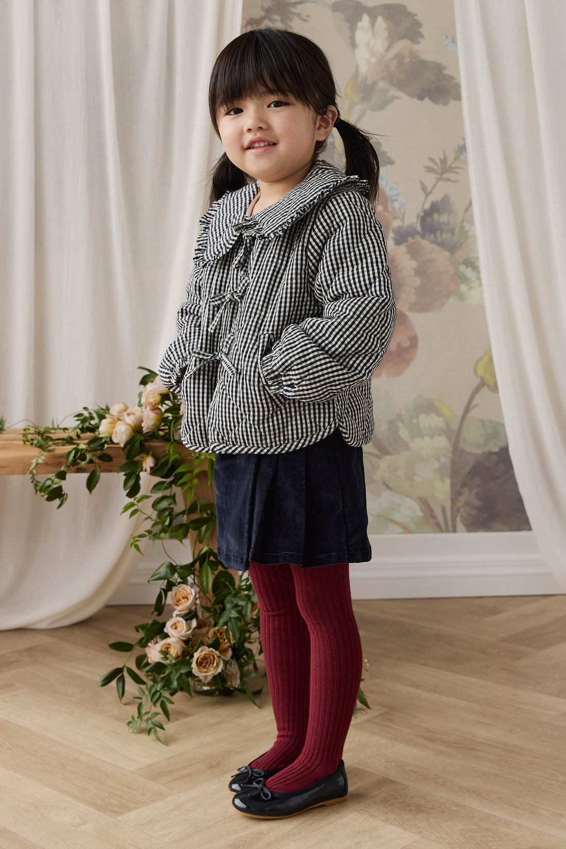 Mariette Cotton Jacket - Petite Gingham Graphite Childrens Jacket from Jamie Kay NZ