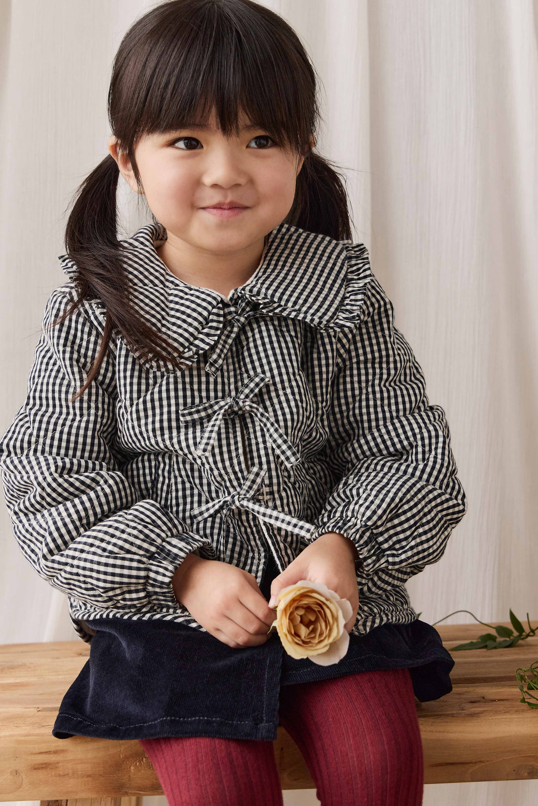 Mariette Cotton Jacket - Petite Gingham Graphite Childrens Jacket from Jamie Kay NZ