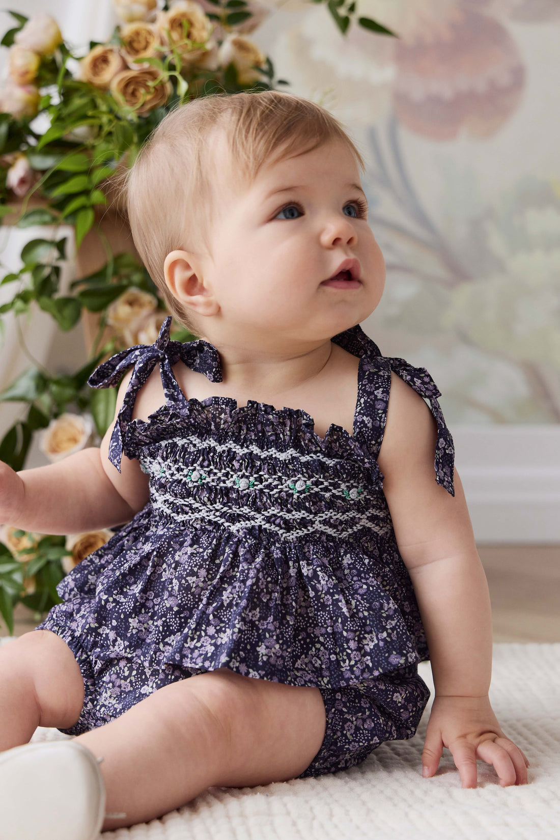 Organic Cotton Carine Top - Violet Floral Childrens Top from Jamie Kay NZ