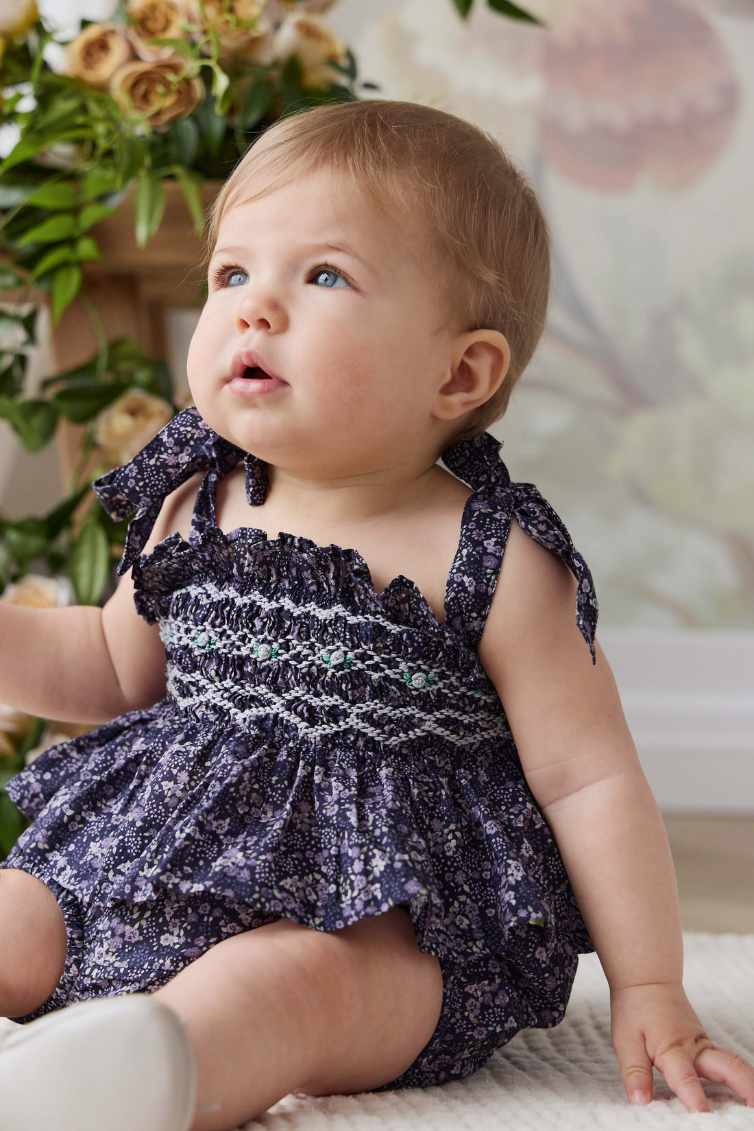 Organic Cotton Carine Top - Violet Floral Childrens Top from Jamie Kay NZ
