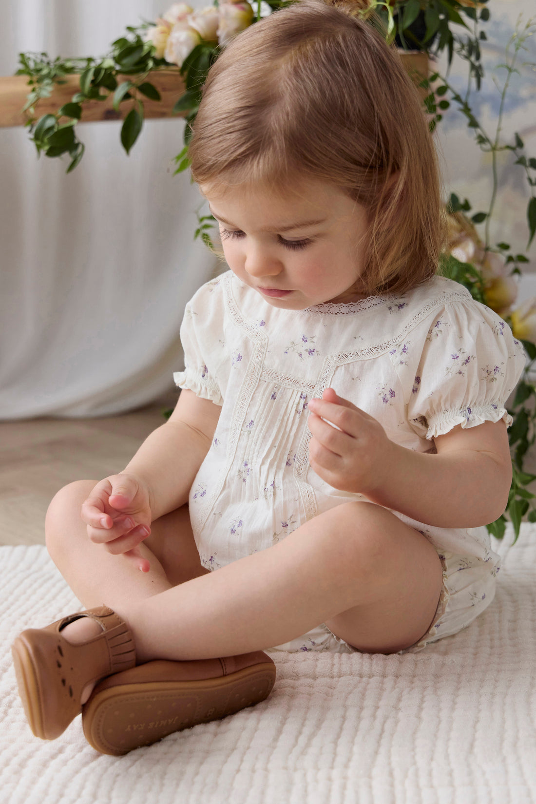 Organic Cotton Saylor Playsuit - Jade Floral Childrens Playsuit from Jamie Kay NZ
