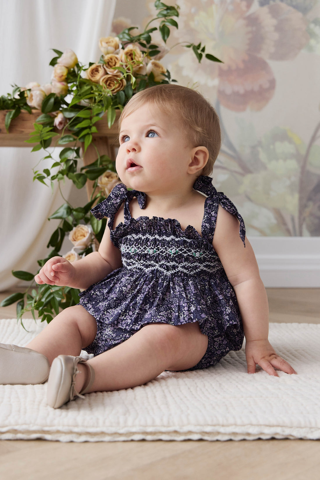 Organic Cotton Carine Top - Violet Floral Childrens Top from Jamie Kay NZ