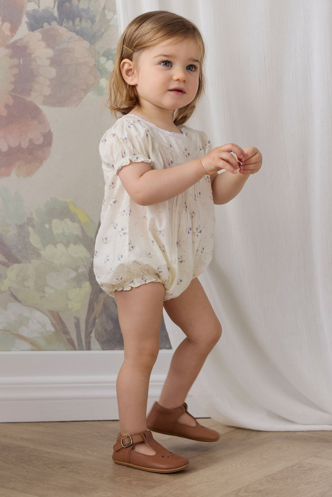 Organic Cotton Saylor Playsuit - Jade Floral Childrens Playsuit from Jamie Kay NZ