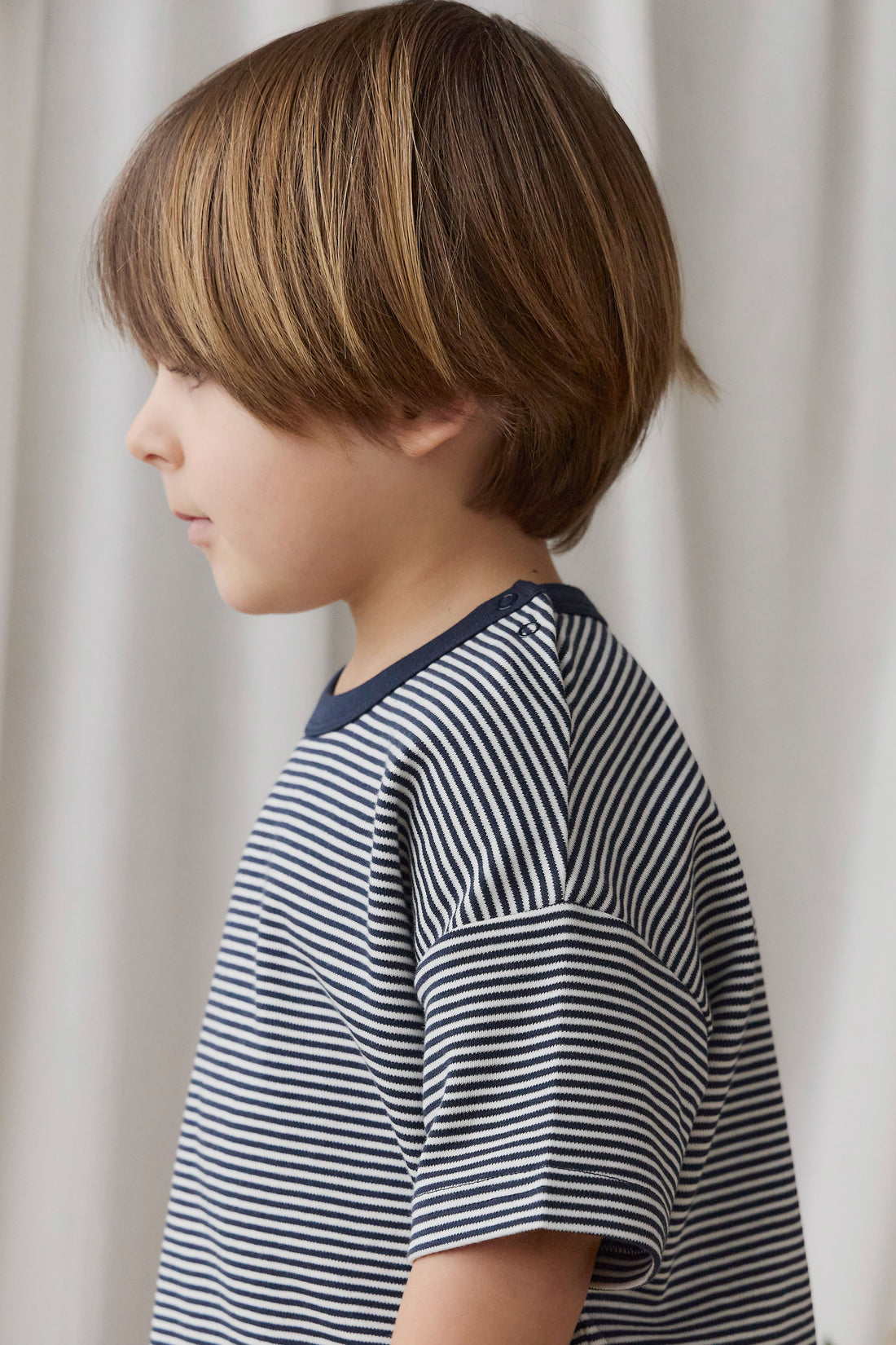 Pima Cotton Edward Tee - Petite Stripe Cloud/Maritime Childrens Top from Jamie Kay NZ