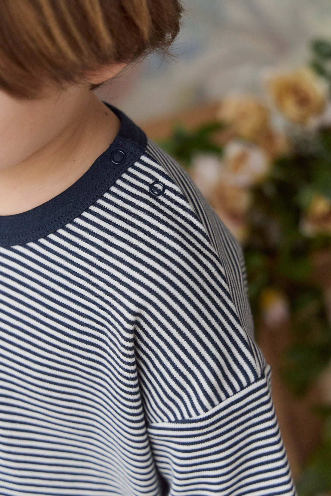Pima Cotton Edward Tee - Petite Stripe Cloud/Maritime Childrens Top from Jamie Kay NZ