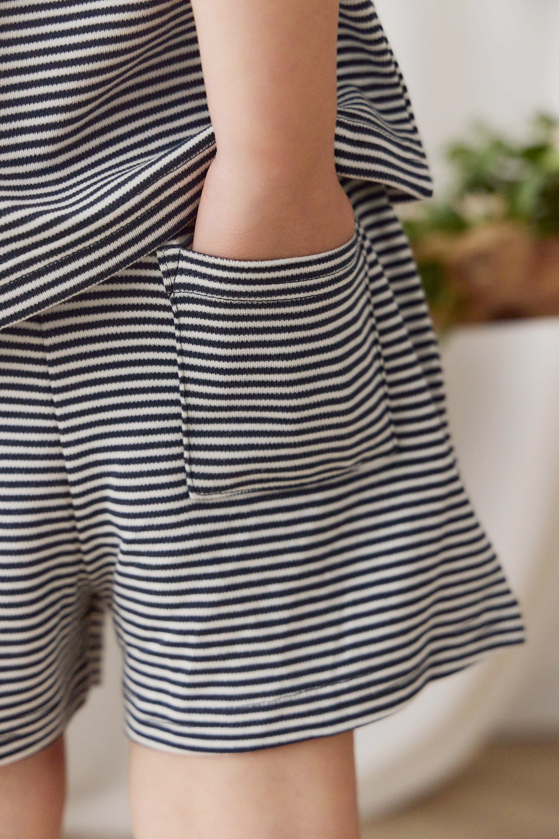Pima Cotton Edward Short - Petite Stripe Cloud/Maritime Childrens Shorts from Jamie Kay NZ