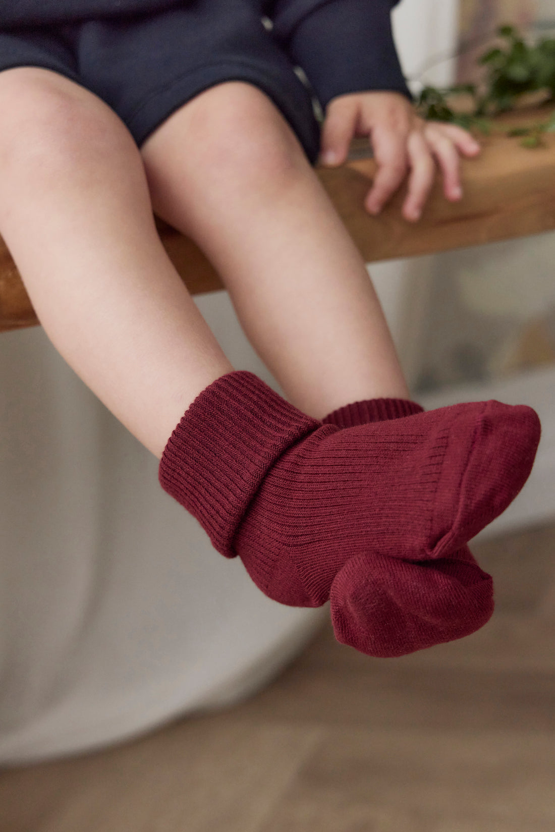 Classic Rib Sock - Burgundy Childrens Socks from Jamie Kay NZ