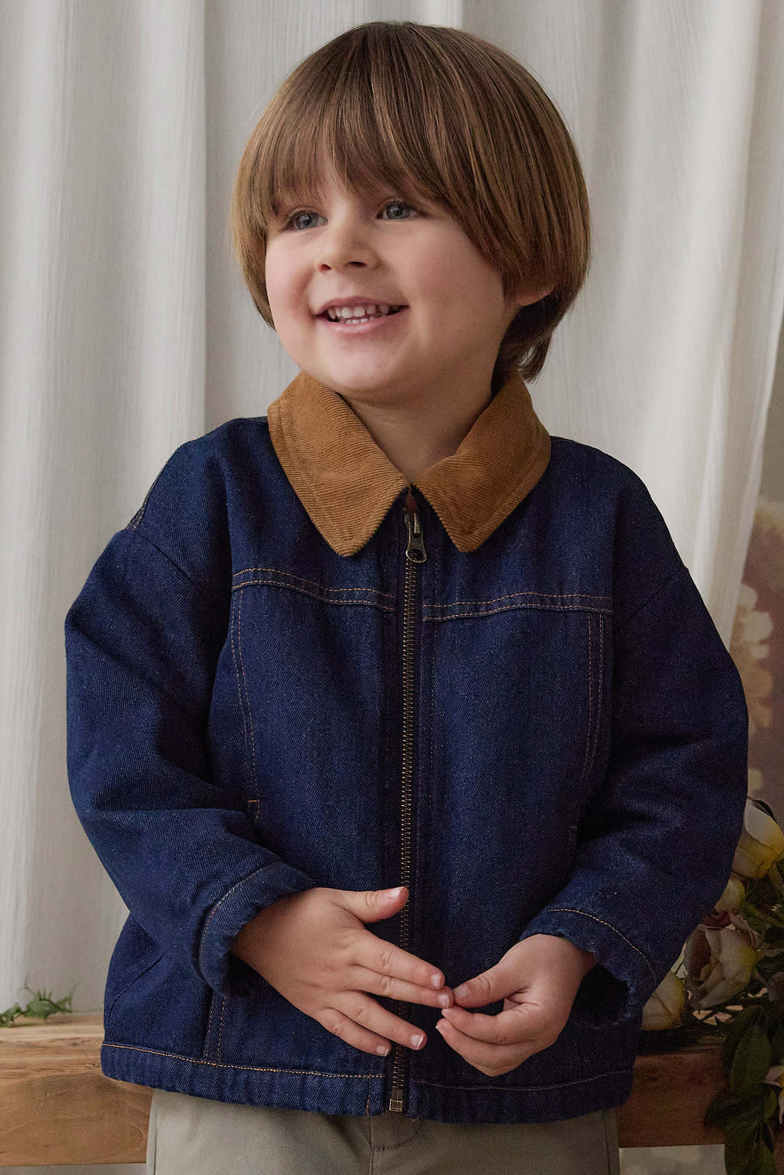 Ezekiel Jacket - Mid Indigo Denim Childrens Jacket from Jamie Kay NZ