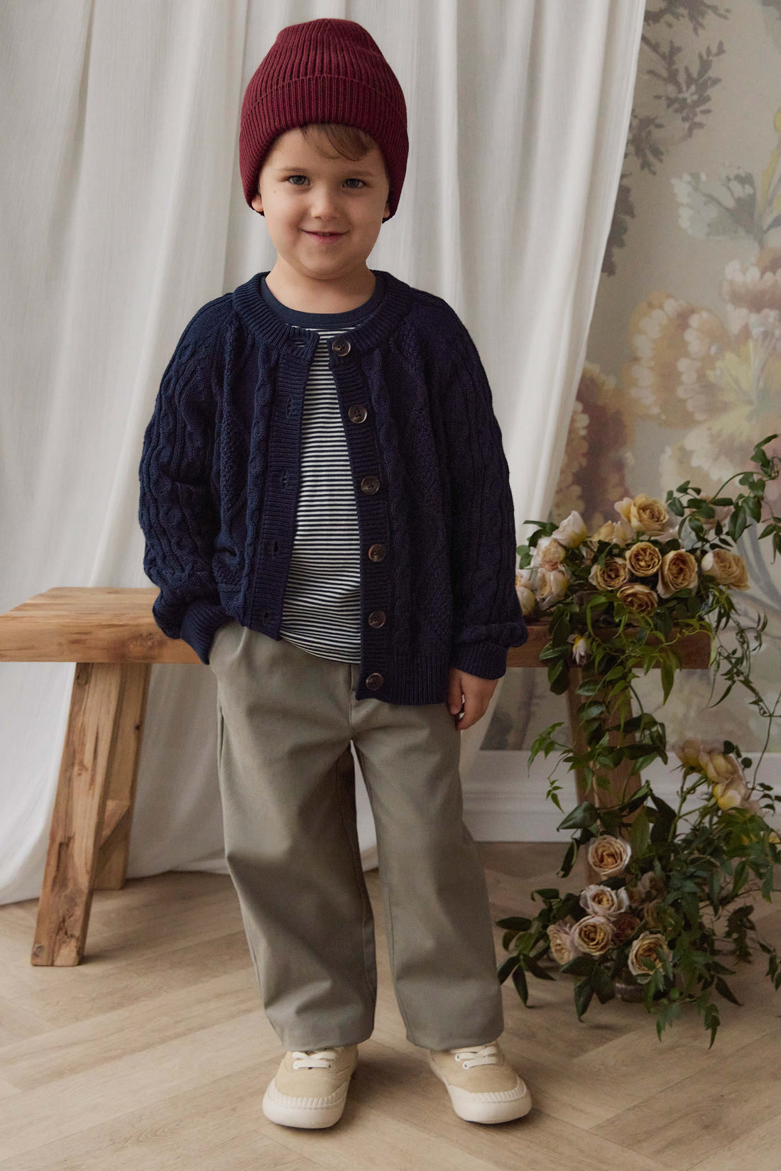 Logan Knitted Cardigan - Navy Childrens Cardigan from Jamie Kay NZ