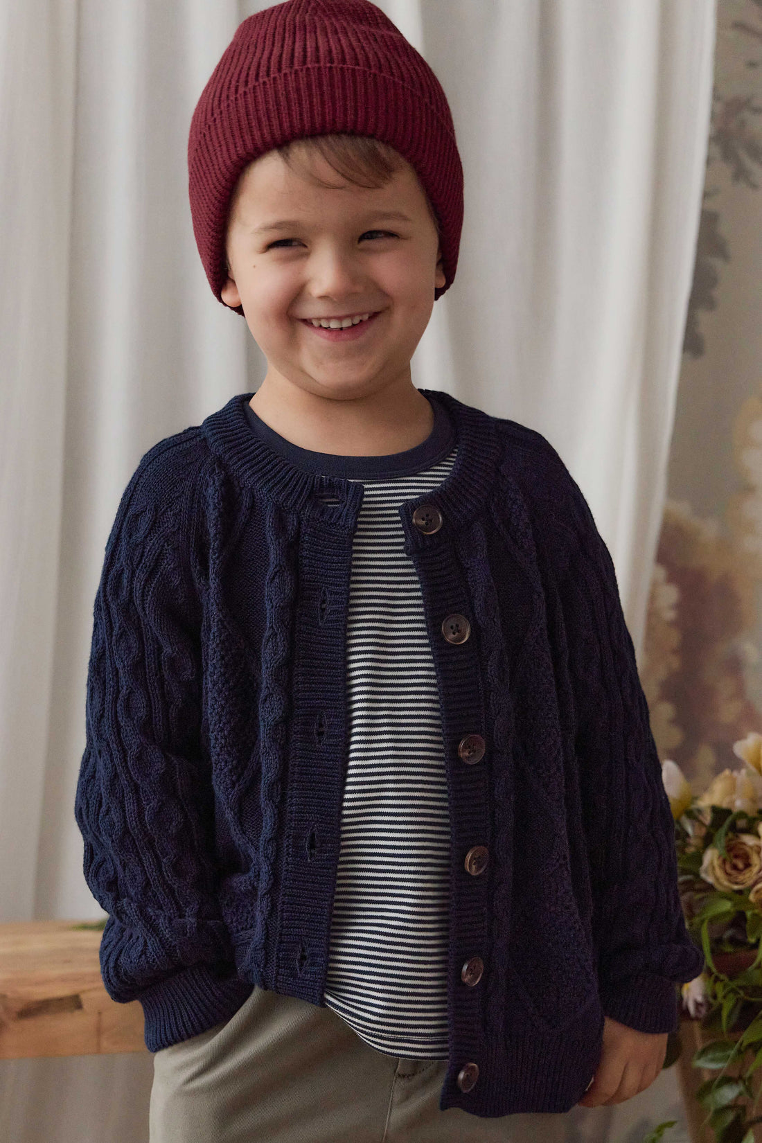 Logan Knitted Cardigan - Navy Childrens Cardigan from Jamie Kay NZ
