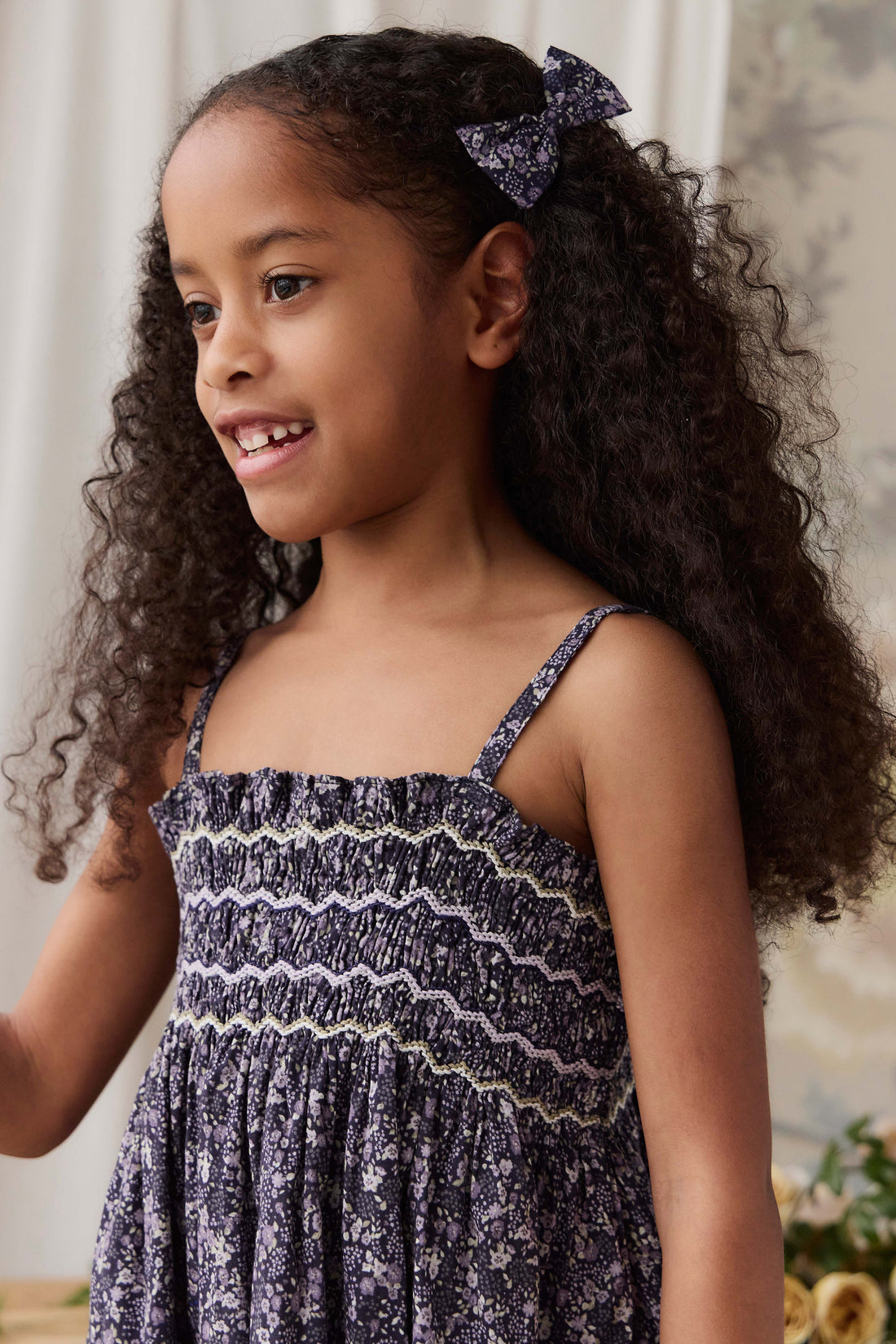 Organic Cotton Mariette Dress - Violet Floral Childrens Dress from Jamie Kay NZ