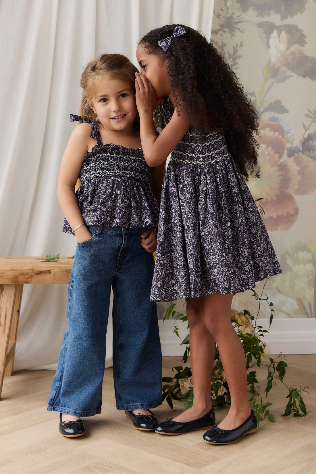 Organic Cotton Carine Top - Violet Floral Childrens Top from Jamie Kay NZ