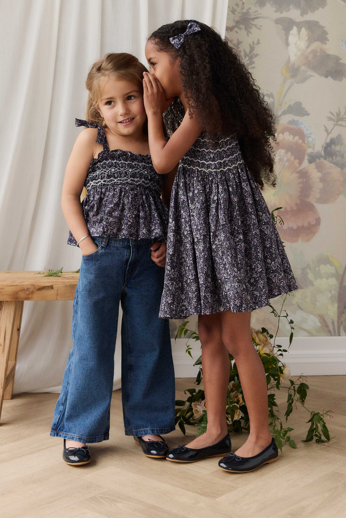 Organic Cotton Mariette Dress - Violet Floral Childrens Dress from Jamie Kay NZ