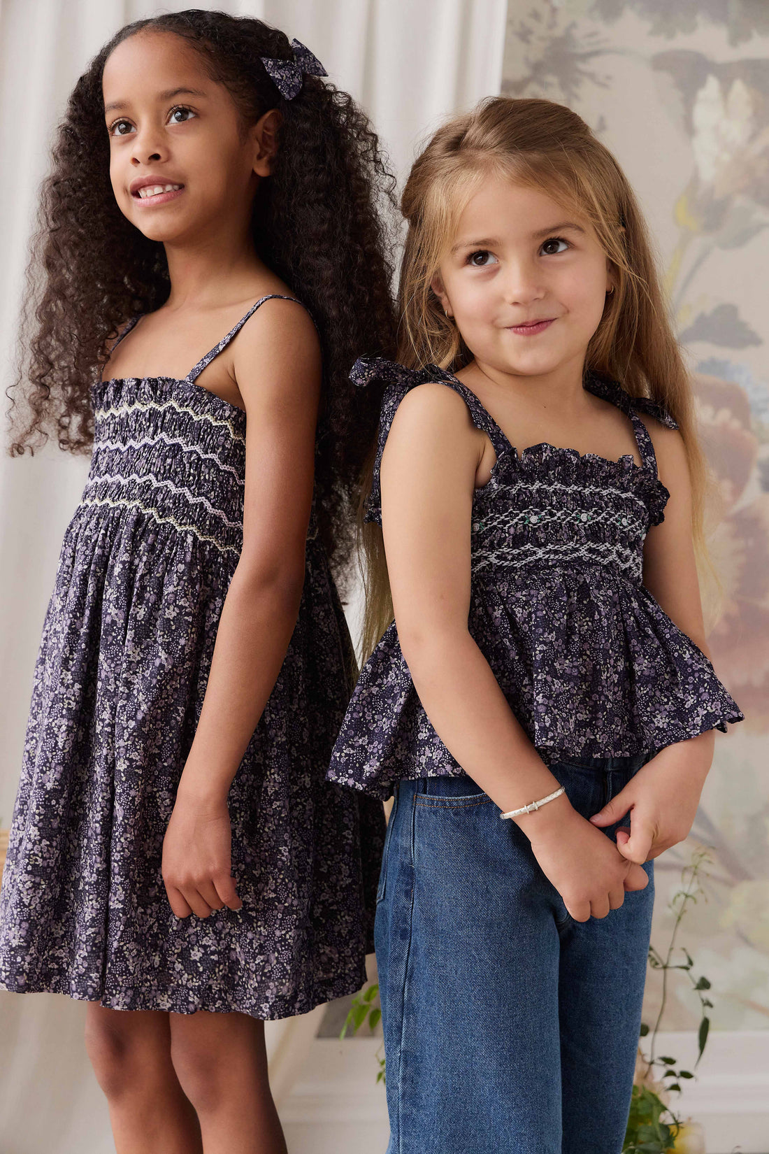 Organic Cotton Carine Top - Violet Floral Childrens Top from Jamie Kay NZ