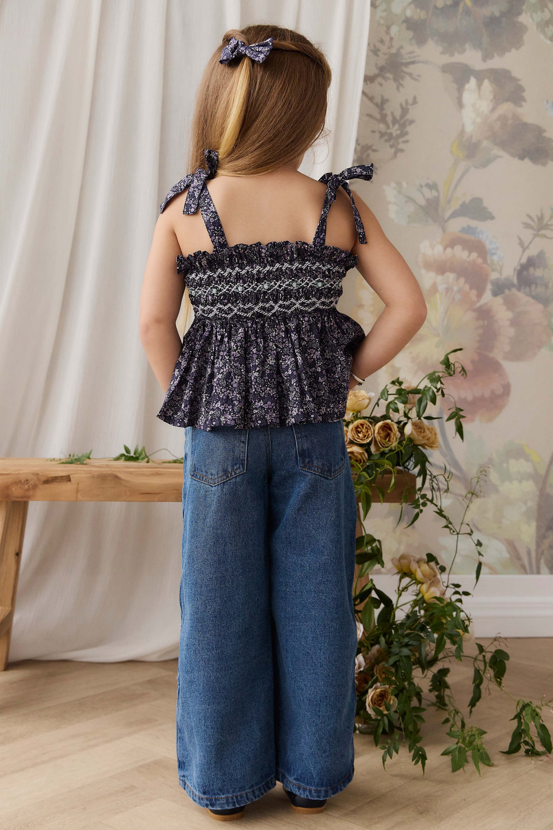 Organic Cotton Carine Top - Violet Floral Childrens Top from Jamie Kay NZ