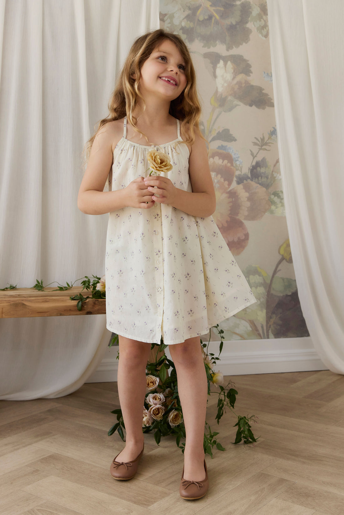 Organic Cotton Cosette Dress - Jade Floral Childrens Dress from Jamie Kay NZ