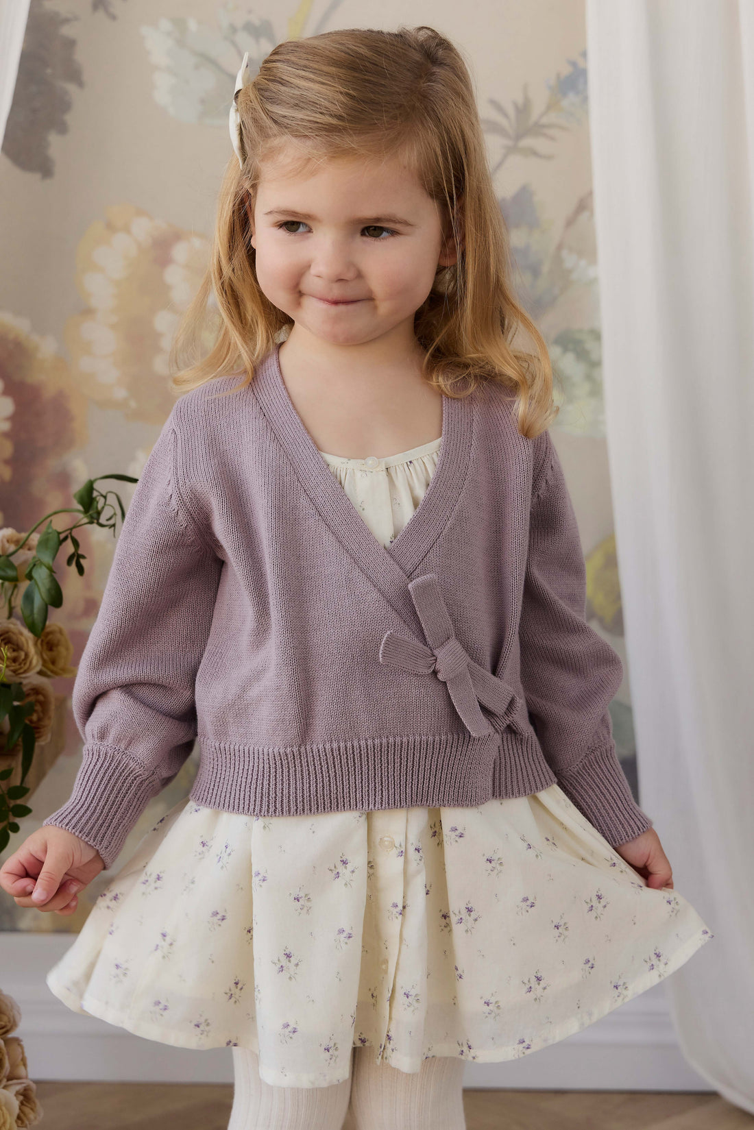 Michaela Knitted Cardigan - Lily Lavender Childrens Cardigan from Jamie Kay NZ