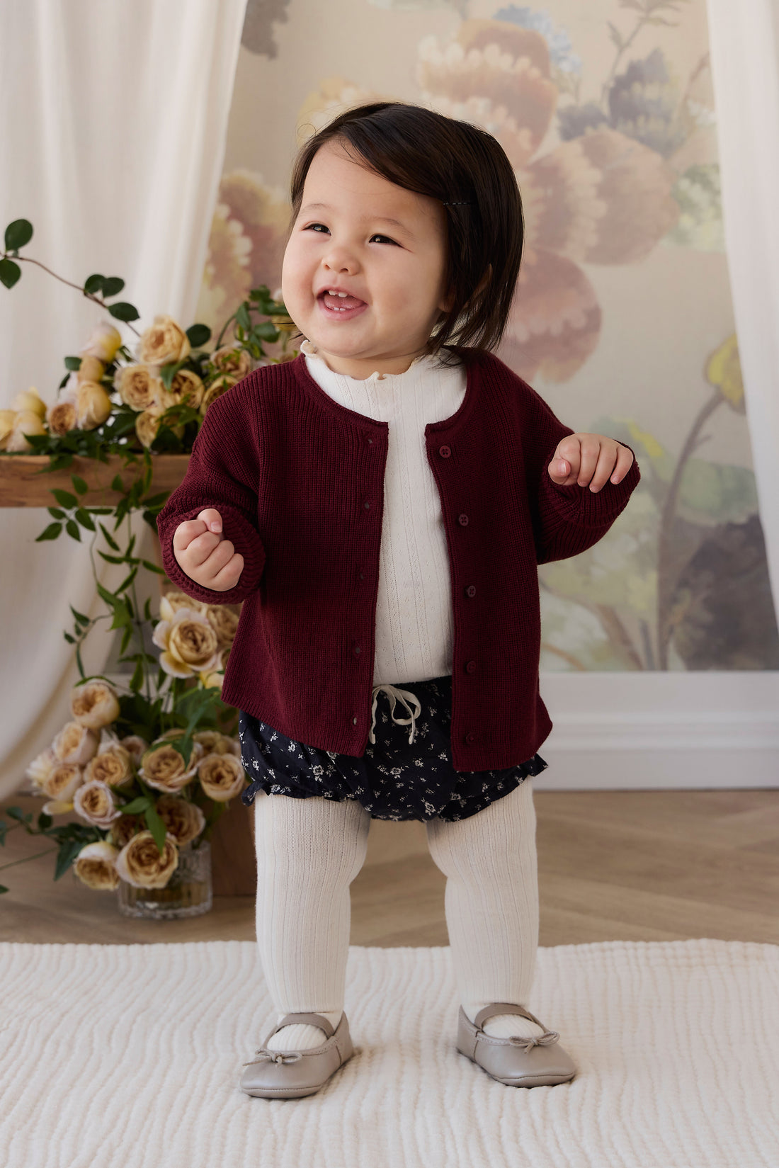 Organic Cotton Frill Bloomer - Huguette Graphite Childrens Bloomer from Jamie Kay NZ
