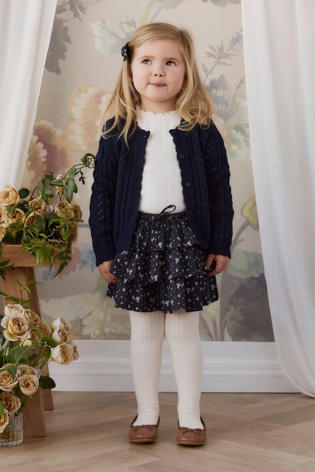 Organic Cotton Mariette Skirt - Huguette Graphite Childrens Skirt from Jamie Kay NZ