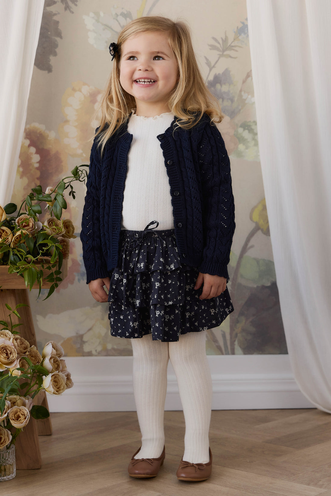 Organic Cotton Mariette Skirt - Huguette Graphite Childrens Skirt from Jamie Kay NZ