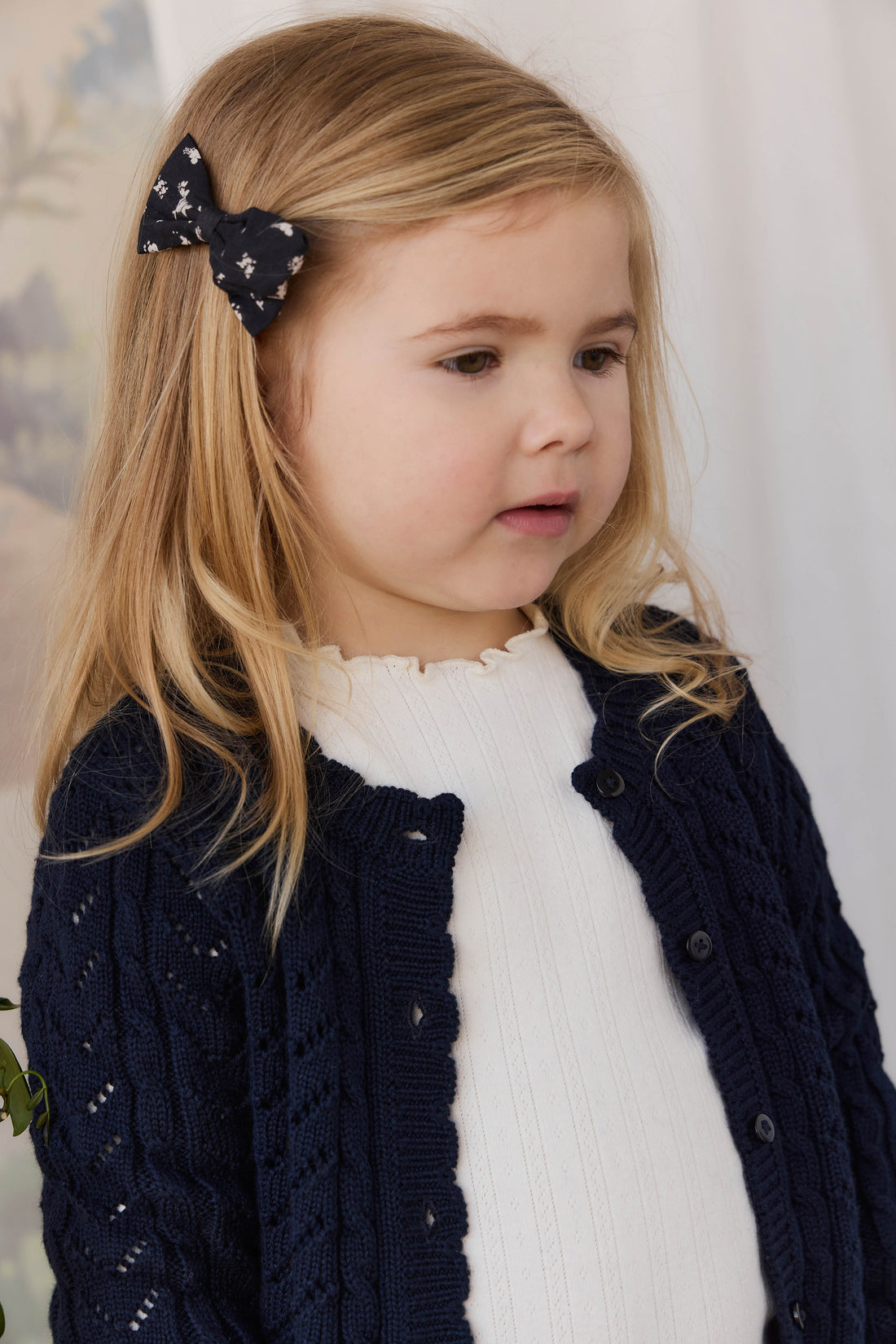Organic Cotton Desiree Bow - Huguette Graphite Childrens Bow from Jamie Kay NZ