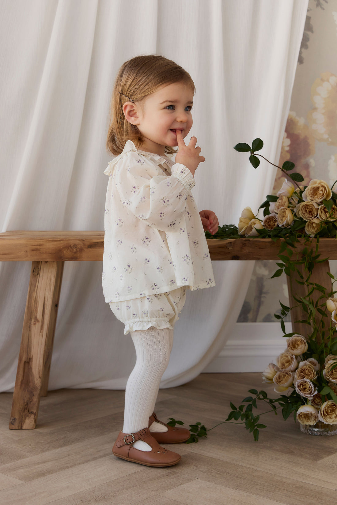 Organic Cotton Frill Bloomer - Jade Floral Childrens Bloomer from Jamie Kay NZ