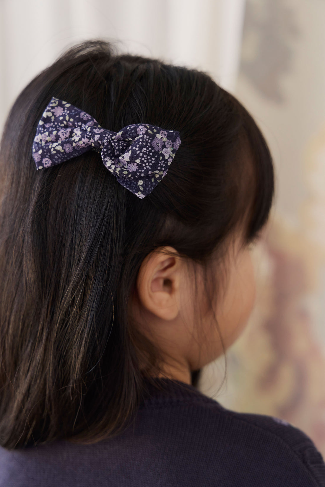 Organic Cotton Desiree Bow - Violet Floral Childrens Bow from Jamie Kay NZ