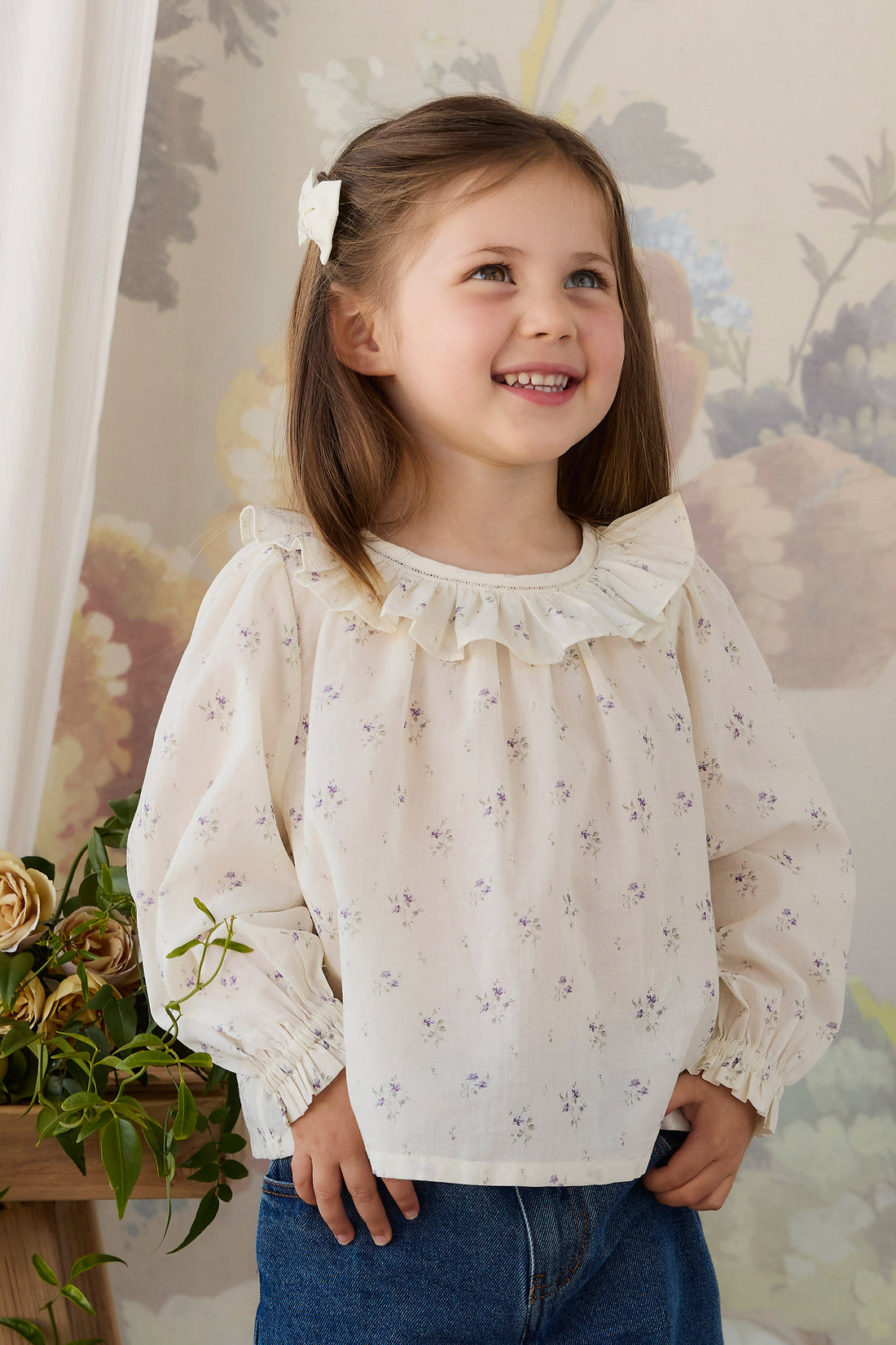 Organic Cotton Leonie Top - Jade Floral Childrens Top from Jamie Kay NZ