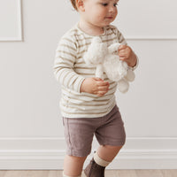 Pima Cotton Diego Long Sleeve Top - Cloud/Cashew Stripe Childrens Top from Jamie Kay NZ