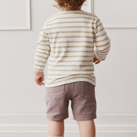 Pima Cotton Diego Long Sleeve Top - Cloud/Cashew Stripe Childrens Top from Jamie Kay NZ