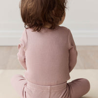 Organic Cotton Modal Long Sleeve Bodysuit - Mauve Shadow Childrens Bodysuit from Jamie Kay NZ