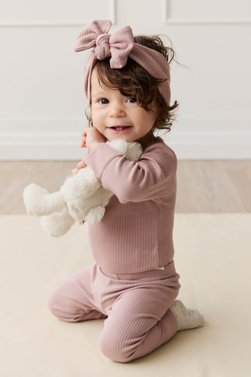 Organic Cotton Modal Long Sleeve Bodysuit - Mauve Shadow Childrens Bodysuit from Jamie Kay NZ