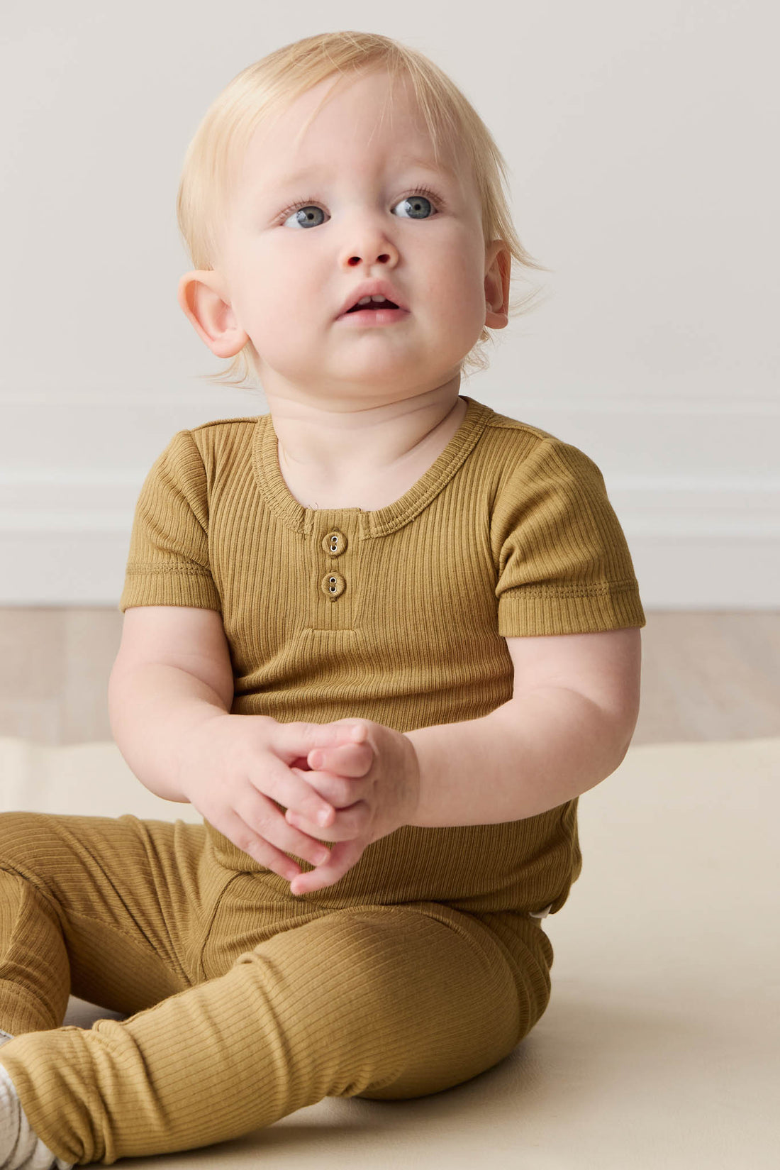 Organic Cotton Modal Darcy Rib Tee Bodysuit - Buffalo Childrens Bodysuit from Jamie Kay NZ