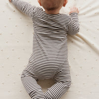 Organic Cotton Reese Zip Onepiece - Black Olive Stripe Childrens Onepiece from Jamie Kay NZ