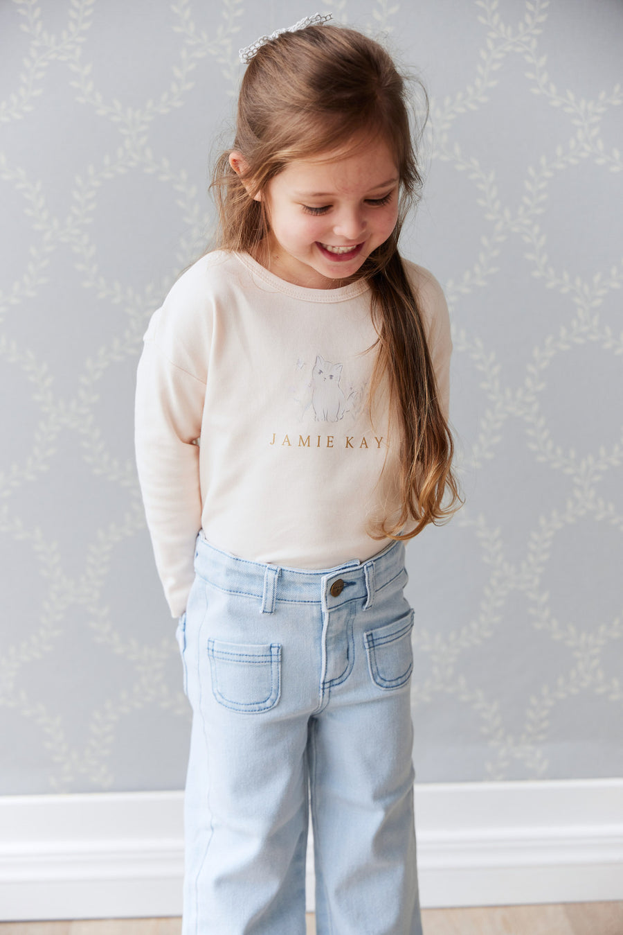 Pima Cotton Marley Long Sleeve Top - Ballet Pink Childrens Top from Jamie Kay NZ