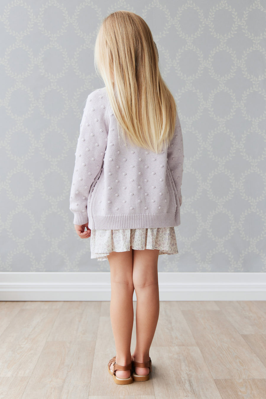 OG Dotty Knit Cardigan - Pale Lilac Marle Childrens Cardigan from Jamie Kay NZ
