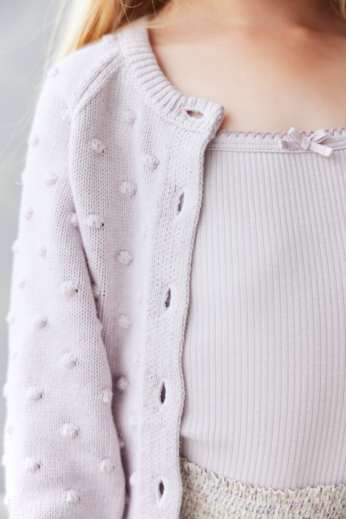 OG Dotty Knit Cardigan - Pale Lilac Marle Childrens Cardigan from Jamie Kay NZ