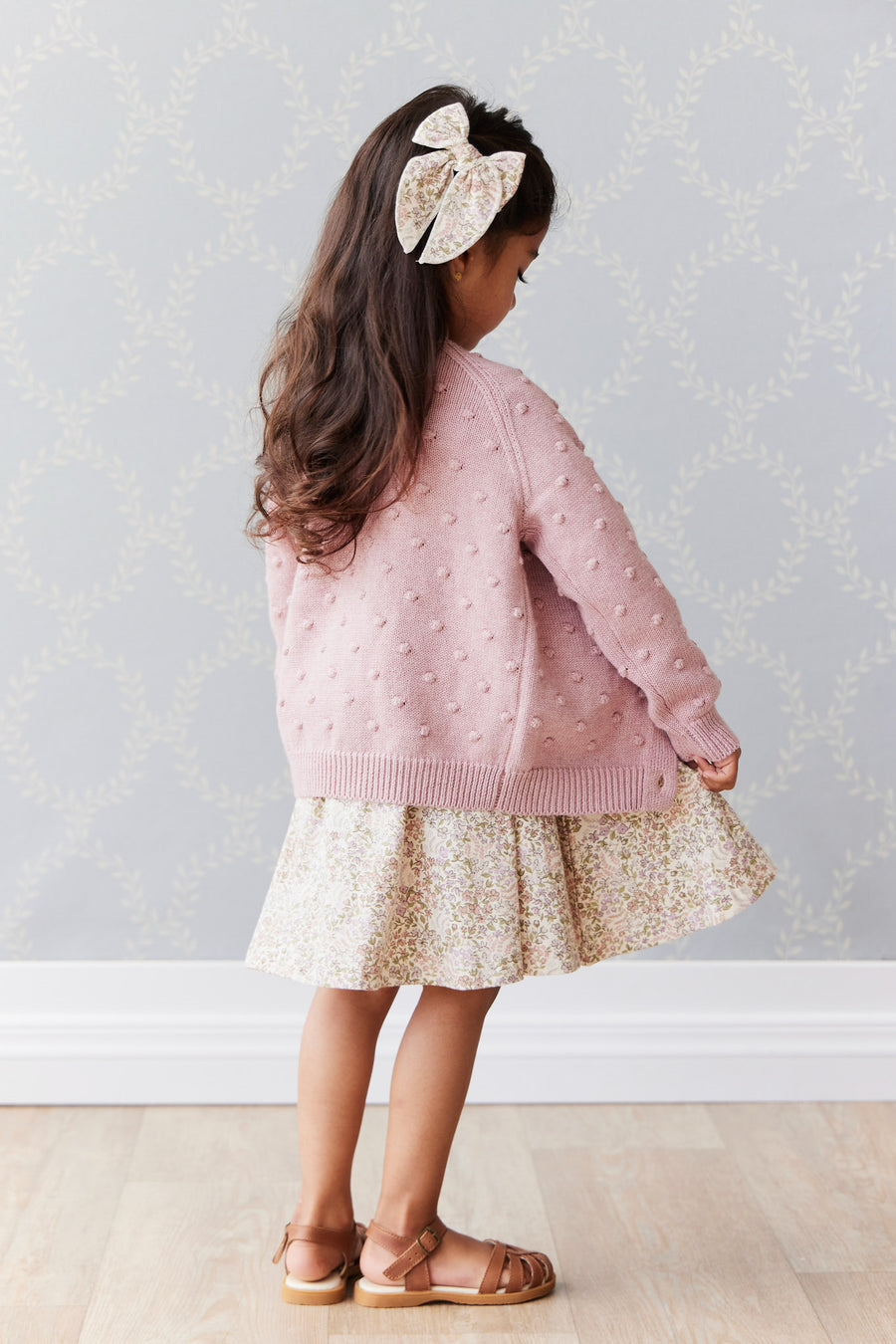 OG Dotty Knit Cardigan - Cameo Pink Marle Childrens Cardigan from Jamie Kay NZ