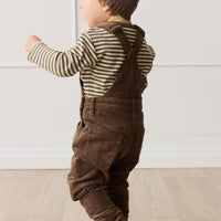 Pima Cotton Arnold Long Sleeve Top - Narrow Stripe Brownie/Biscuit Childrens Top from Jamie Kay NZ