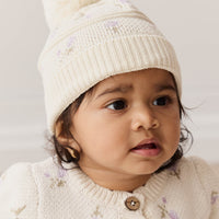 Delilah Knitted Hat - Delilah Knit Lavender Childrens Beanie from Jamie Kay NZ