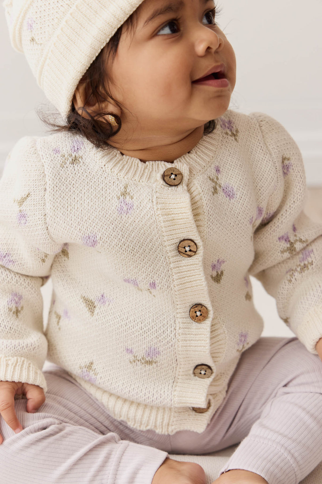 Delilah Cardigan - Delilah Knit Lavender Childrens Cardigan from Jamie Kay NZ